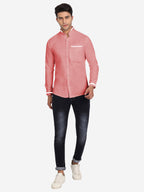 Men's Casual Shirt Full Sleeve Oxford Design Shirt in Black by BLUE ROBED, front view