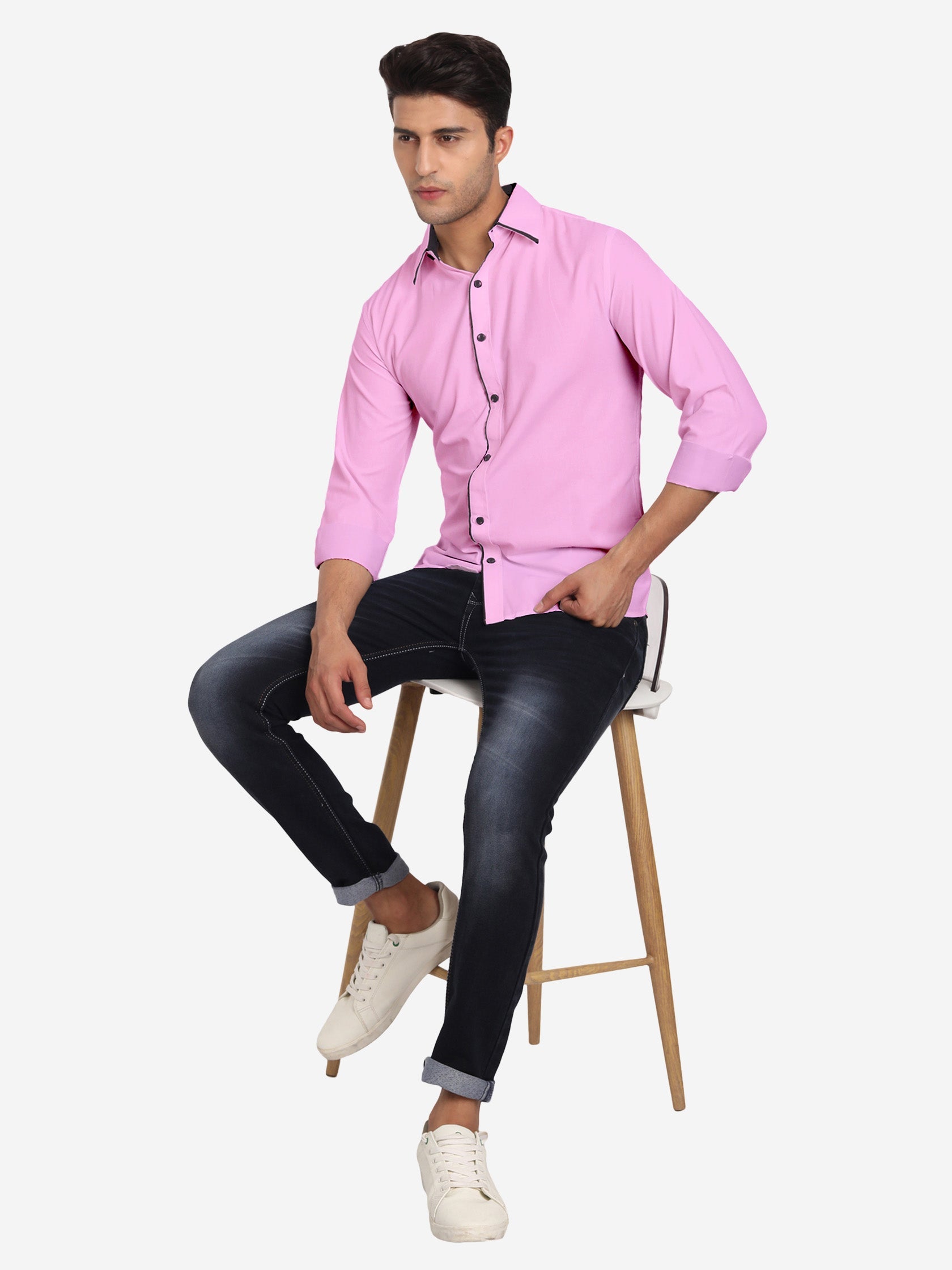 Men's Casual Full Sleeve XMan Shirt in White by BLUE ROBED, style view