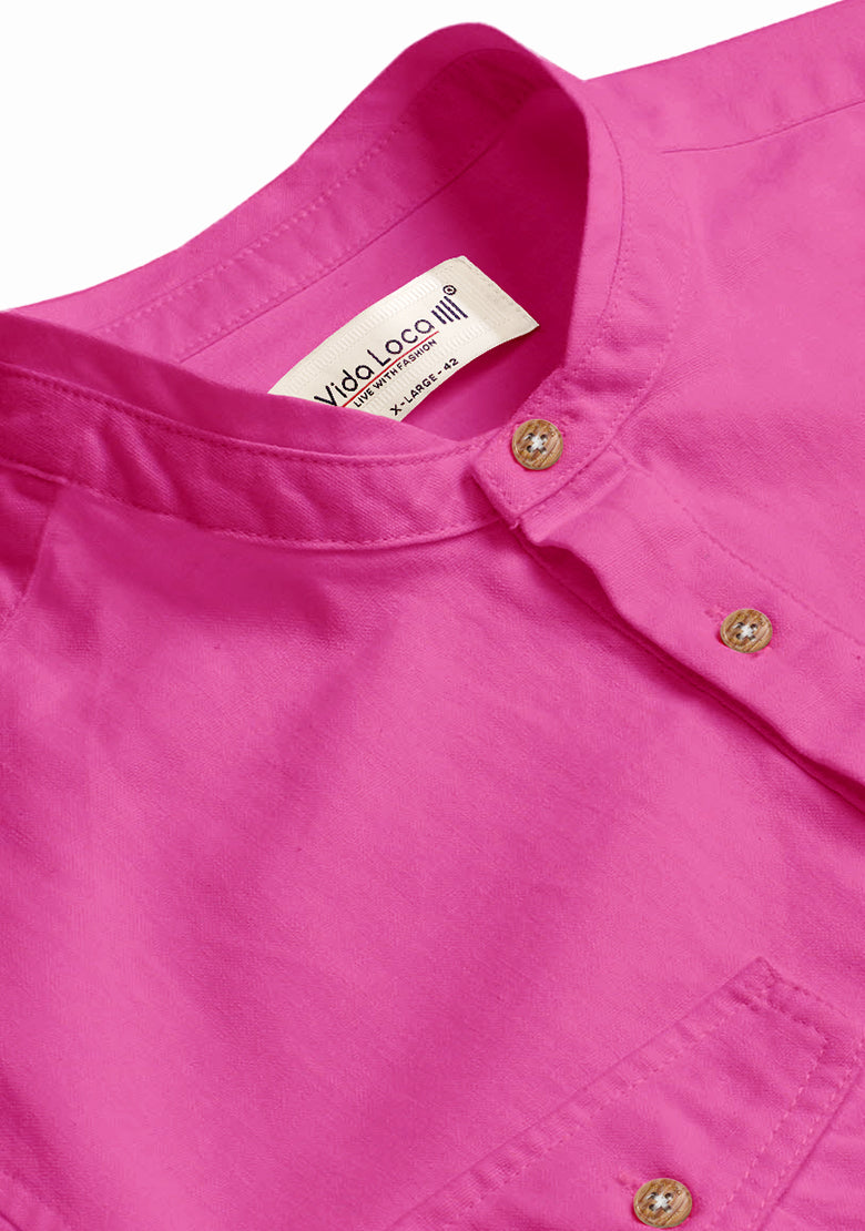 BLUE ROBED men's Casual Slim Fit Full Sleeve Double Pocket Cotton Kurta in Pink view 97