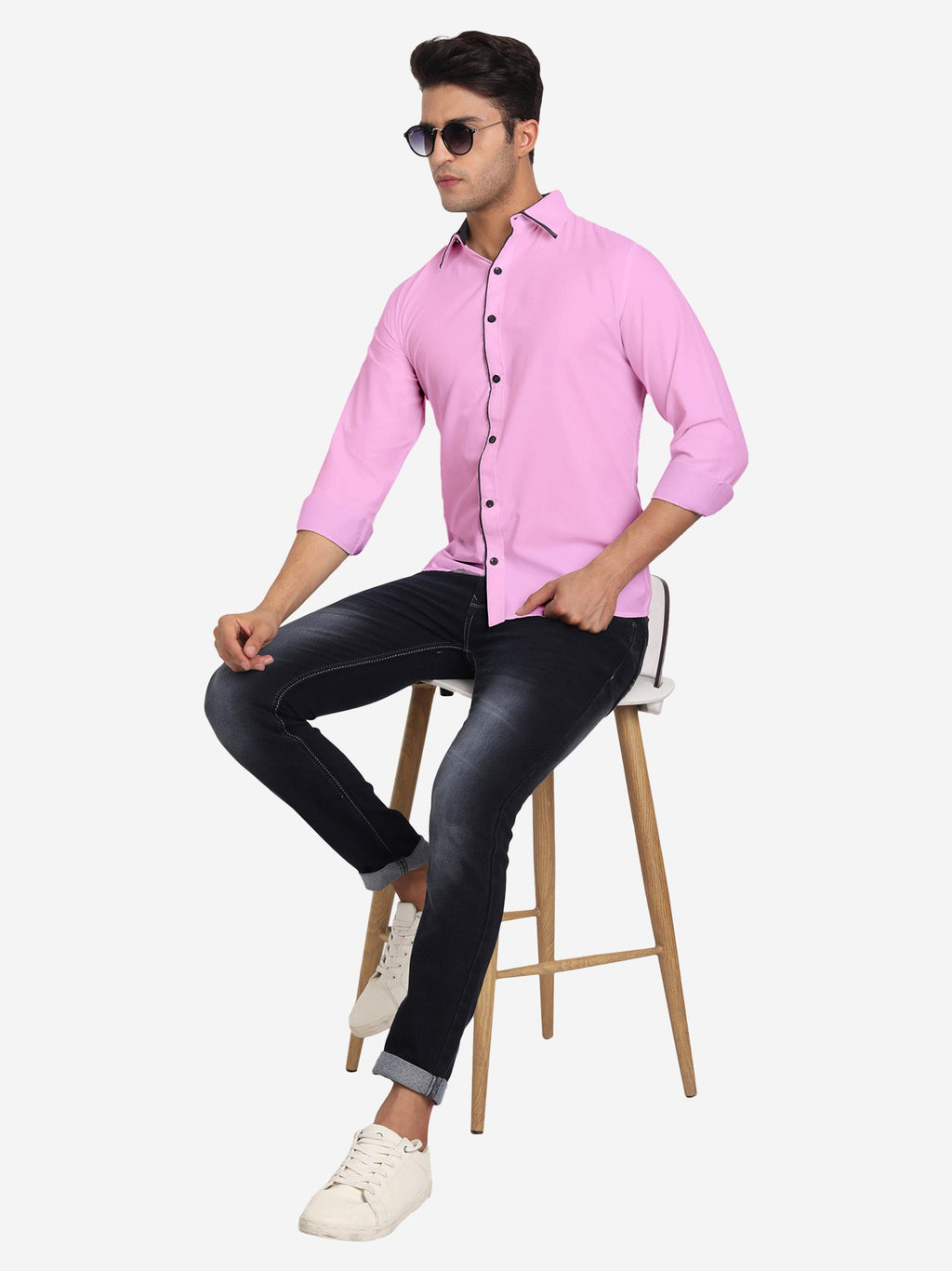 Men's Casual Full Sleeve XMan Shirt in White by BLUE ROBED, fit view