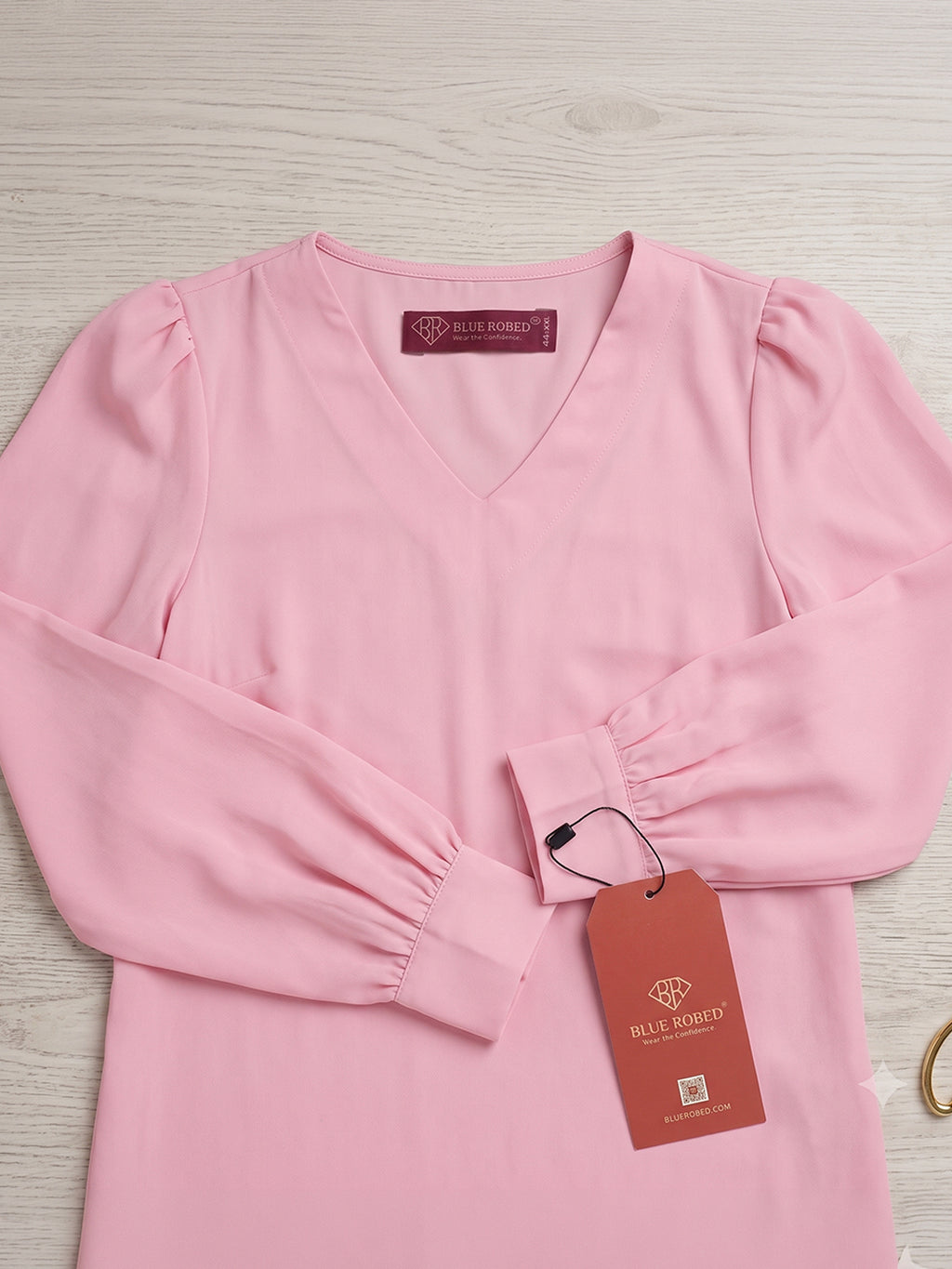 Women’s Crepe Formal Top | Elegant V-Neck Office Wear Blouse