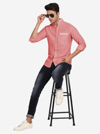 Men's Casual Shirt Full Sleeve Oxford Design Shirt in Black by BLUE ROBED, side view