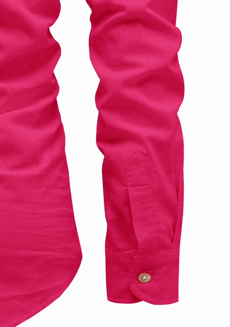 BLUE ROBED men's Full Sleeve Casual Cotton Kurta in Pink view 72