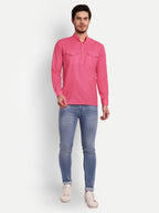 BLUE ROBED men's Casual Slim Fit Full Sleeve Double Pocket Cotton Trendy Kurta in Pink view 98