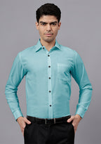 Men's Cotton Blend Slim Fit Formal Shirt in Beige by BLUE ROBED, fabric detail