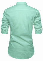 BLUE ROBED men's Casual Slim Fit Full Sleeve Kurta in Pista view 117