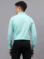 Men's Full Sleeve Spread Collar Premium Casual Shirt for Men in Black by BLUE ROBED, detail view