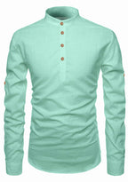 BLUE ROBED men's Casual Slim Fit Full Sleeve Kurta in Pista view 118
