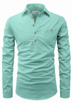 BLUE ROBED men's Full Sleeve Casual Cotton Kurta in Pista view 107