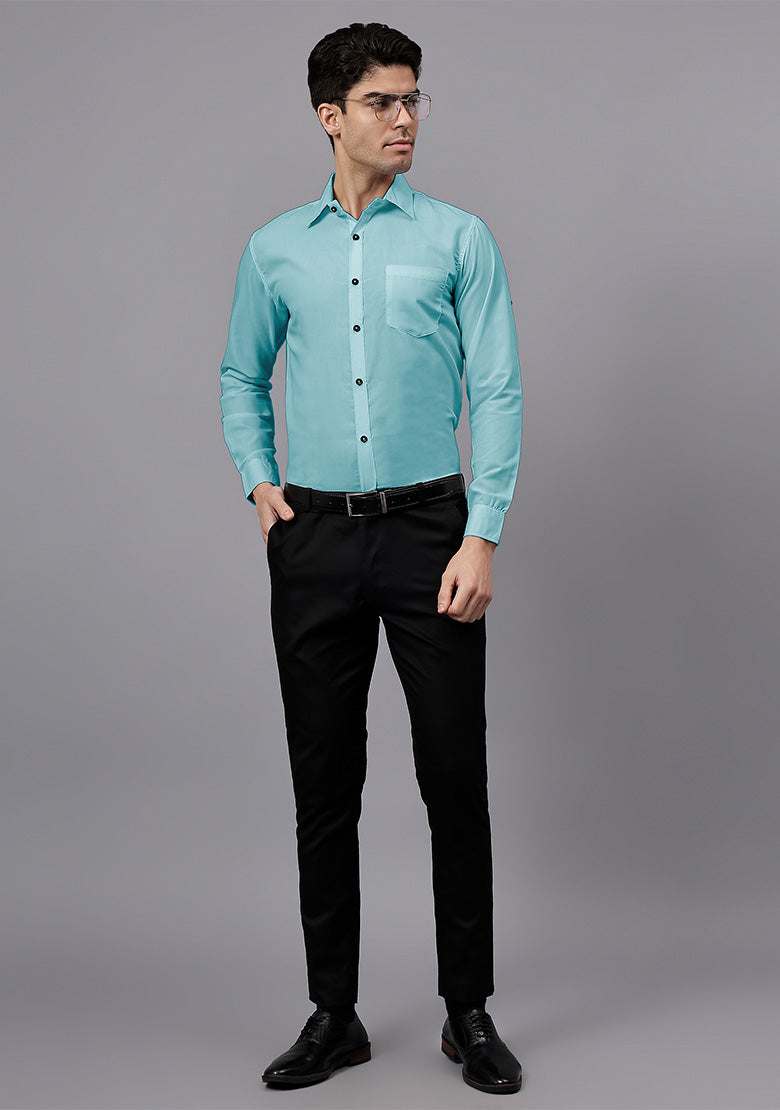 Men's Cotton Blend Slim Fit Formal Shirt in Beige by BLUE ROBED, style view