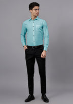 Men's Cotton Blend Slim Fit Formal Shirt in Beige by BLUE ROBED, style view