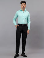 Men's Full Sleeve Spread Collar Premium Casual Shirt for Men in Black by BLUE ROBED, front view