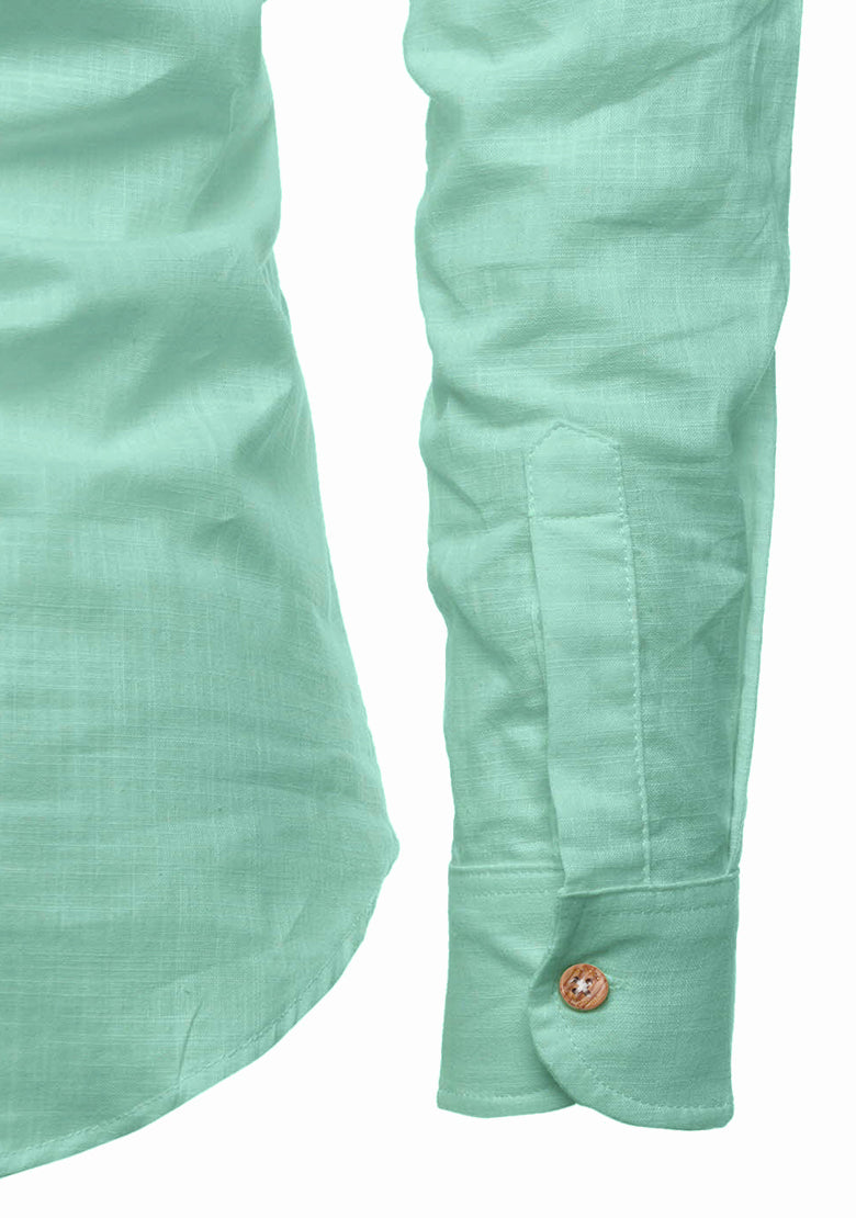 BLUE ROBED men's Casual Slim Fit Full Sleeve Kurta in Pista view 121