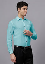 Men's Cotton Blend Slim Fit Formal Shirt in Beige by BLUE ROBED, view