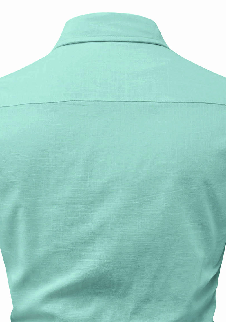 BLUE ROBED men's Full Sleeve Casual Cotton Kurta in Pista view 111