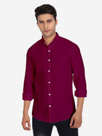 Men's Pure Cotton Mandarin Collar Casual Shirt in White by BLUE ROBED, front view