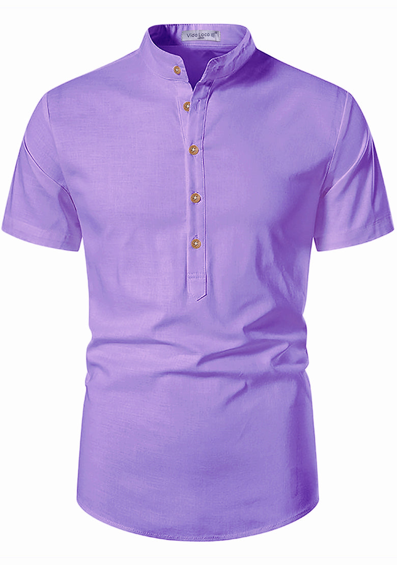 BLUE ROBED men's Half Sleeve Casual Cotton Kurta Office Wear in Purple view 64