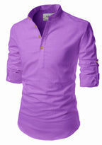 BLUE ROBED men's Casual Slim Fit Full Sleeve Kurta in Purple view 73