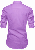 BLUE ROBED men's Casual Slim Fit Full Sleeve Pocket Contrast Kurta in Purple view 53