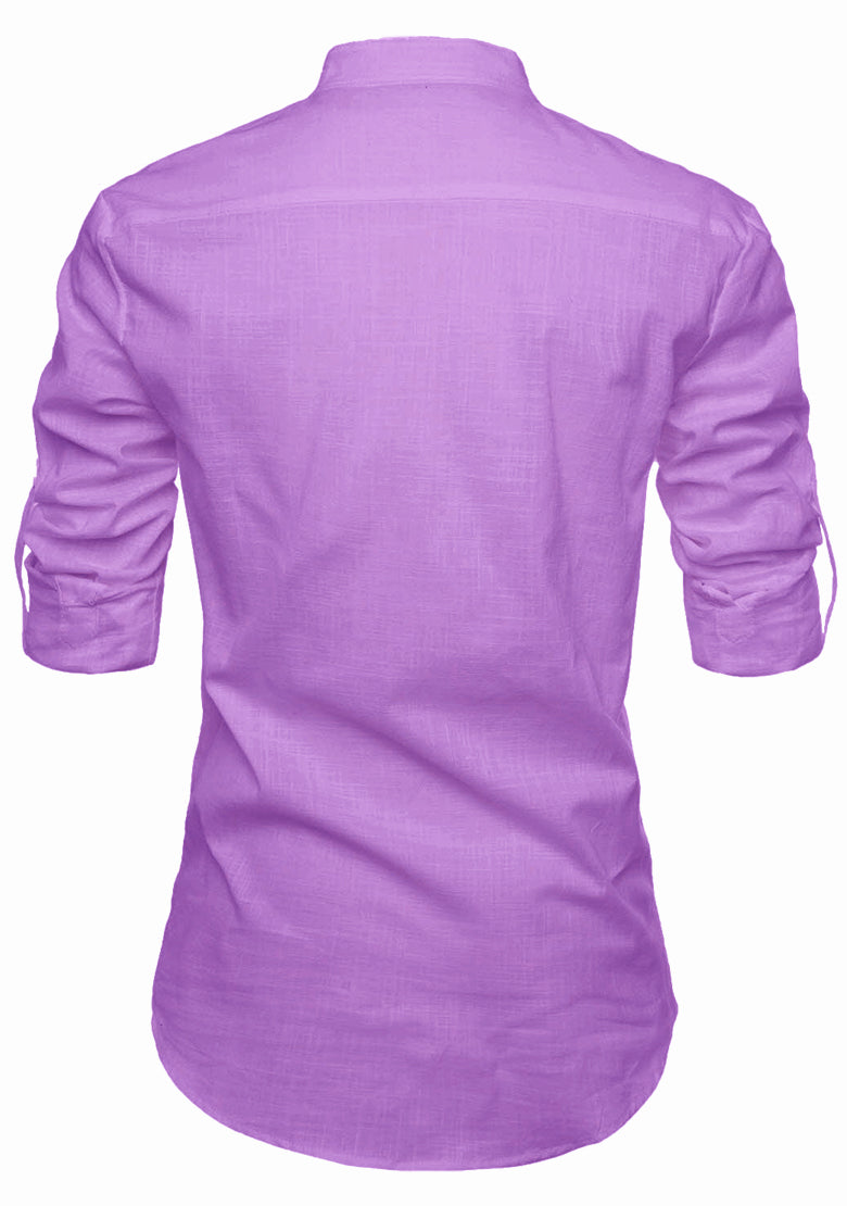 BLUE ROBED men's Casual Slim Fit Full Sleeve Kurta in Purple view 74