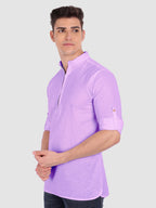 BLUE ROBED men's Casual ZIP Style Full Sleeve Cotton Kurta in Purple view 47