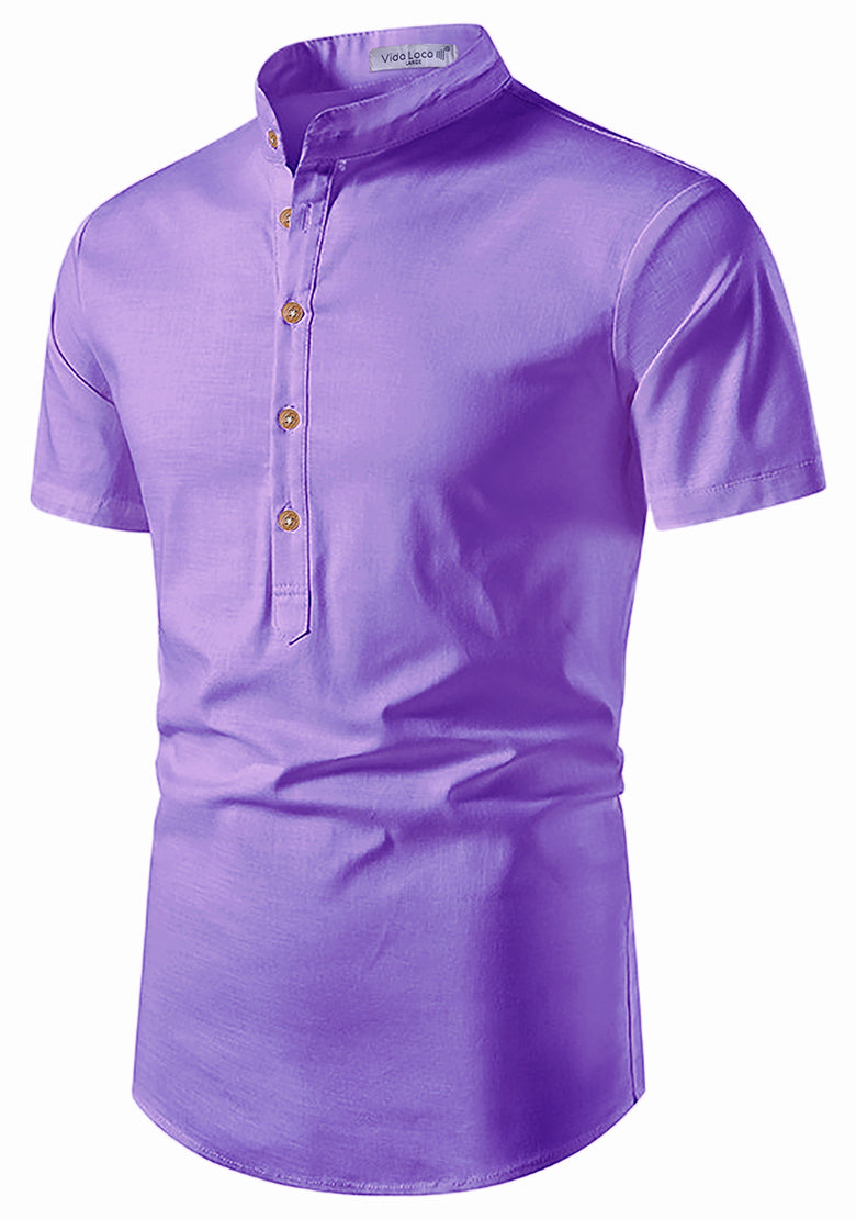BLUE ROBED men's Half Sleeve Casual Cotton Kurta Office Wear in Purple view 65