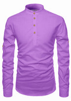 BLUE ROBED men's Casual Slim Fit Full Sleeve Kurta in Purple view 75