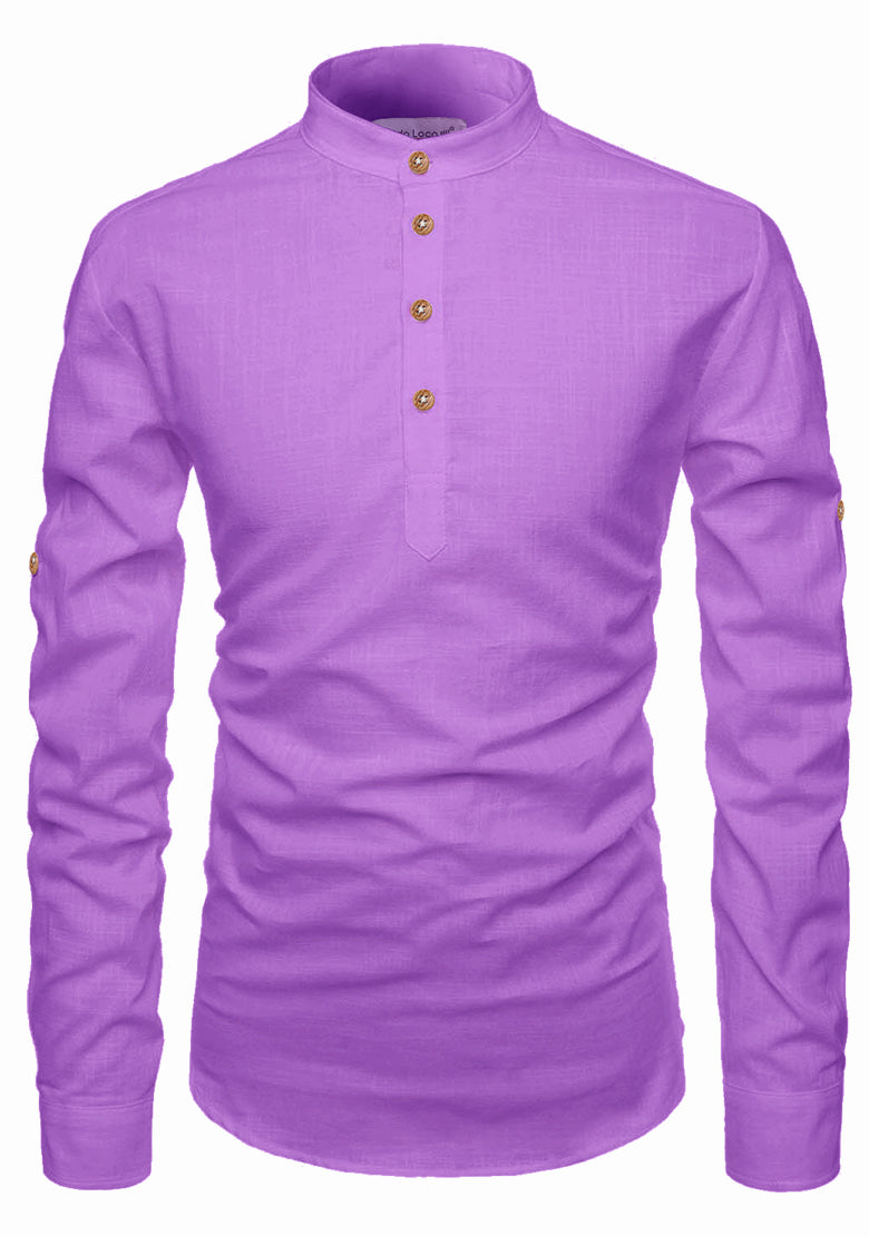 BLUE ROBED men's Casual Slim Fit Full Sleeve Kurta in Purple view 75
