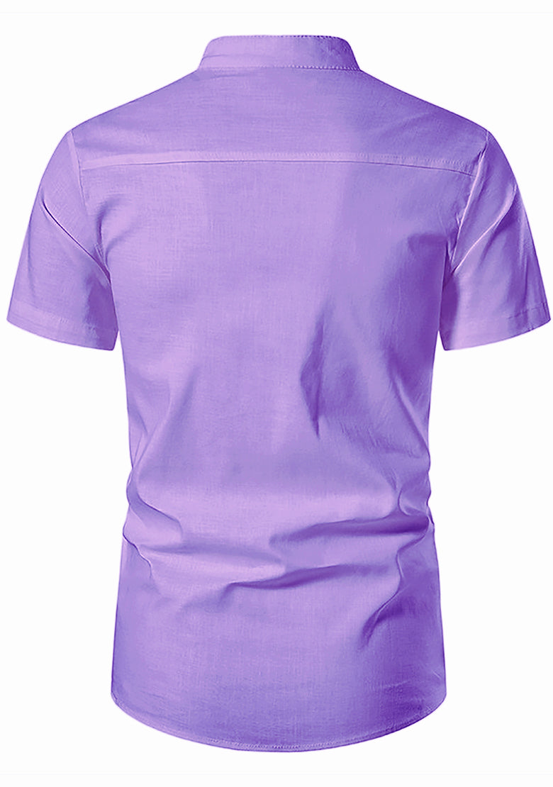 BLUE ROBED men's Half Sleeve Casual Cotton Kurta Office Wear in Purple view 66