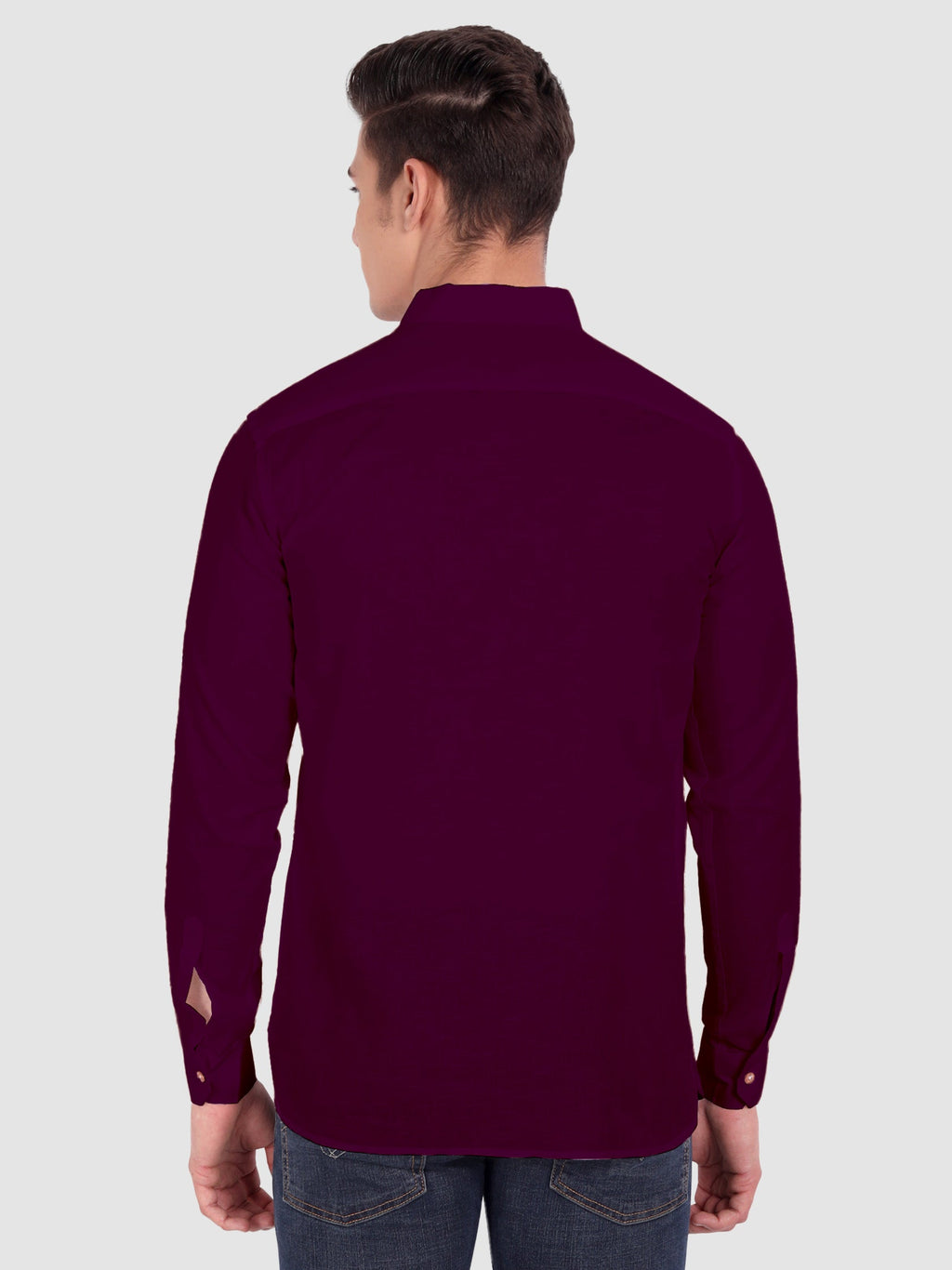 BLUE ROBED men's Casual Slim Fit Full Sleeve Cotton Kurta in Purple view 65