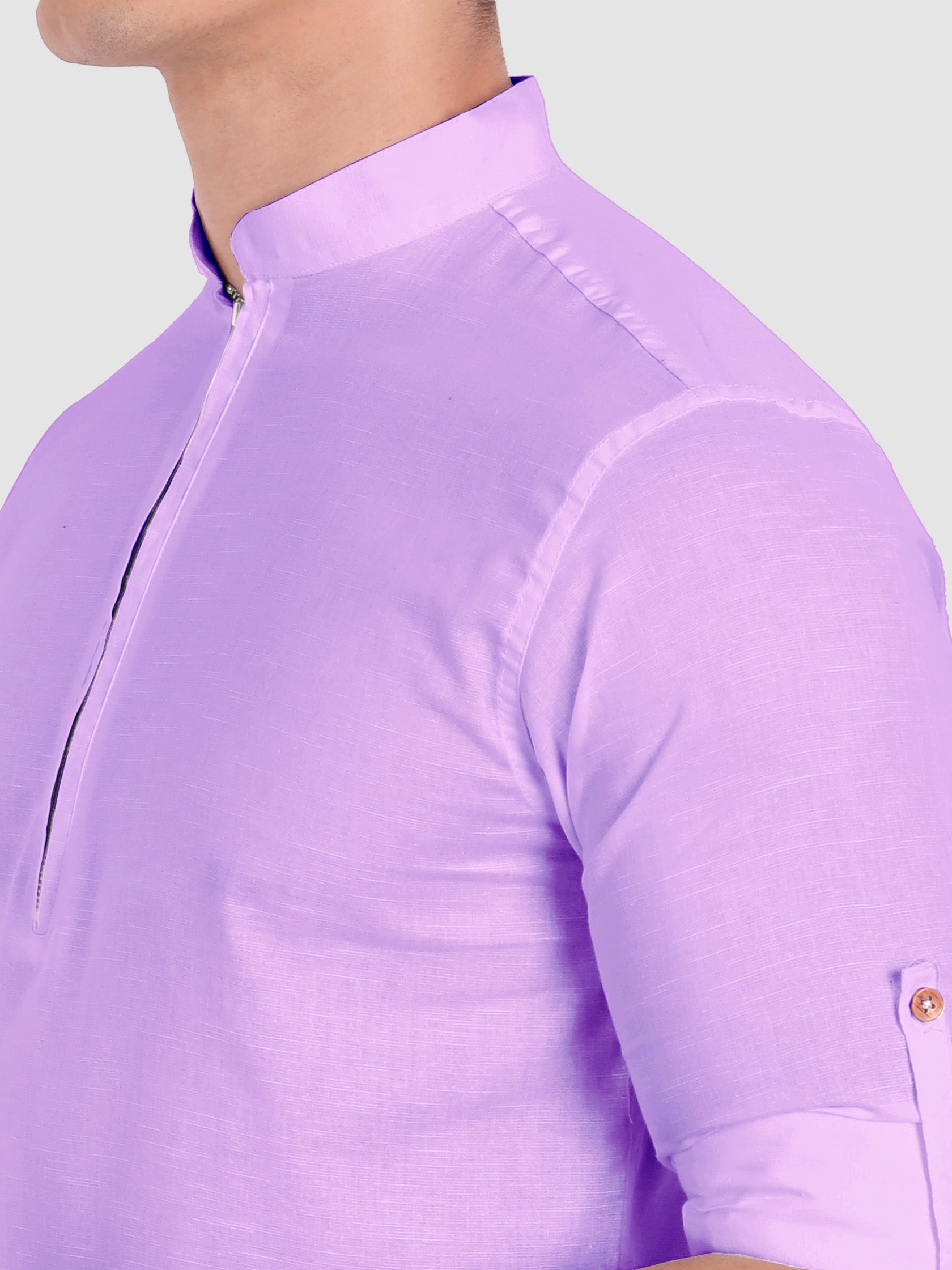 BLUE ROBED men's Casual ZIP Style Full Sleeve Cotton Kurta in Purple view 49
