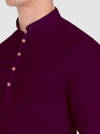 BLUE ROBED men's Casual Slim Fit Full Sleeve Cotton Kurta in Purple view 66