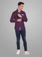 Men's Casual Full Sleeve Silver Button Shirt in White by BLUE ROBED, fit view