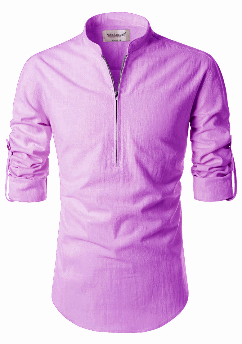 BLUE ROBED men's Casual ZIP Style Full Sleeve Kurta in Purple view 55