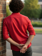 BLUE ROBED Full Sleeve Kurta for men Daily Wear in Red view 42