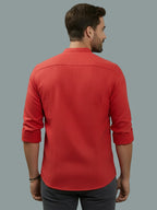 Full Sleeve Chinese Collar Cotton Slim Shirt for Men and Boys in Shirt For Men And Pink by BLUE ROBED, fit view