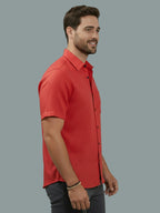 Half Sleeve Spread Collar Cotton Slim Shirt for Men and Boys in Shirt For Men And Yellow by BLUE ROBED, style view