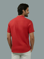 Half Sleeve Chinese Collar Cotton Slim Shirt for Men and Boys in Shirt For Men And White by BLUE ROBED, side view