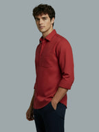 Men's Full Sleeve Spread Collar Premium Casual Shirt for Men Daily Wear in Black by BLUE ROBED, back view