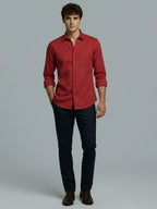 Men's Full Sleeve Spread Collar Premium Casual Shirt for Men Daily Wear in Black by BLUE ROBED, detail view