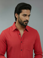 Full Sleeve Spread Collar Cotton Slim Shirt for Men and Boys in Shirt For Men And Green by BLUE ROBED, detail view
