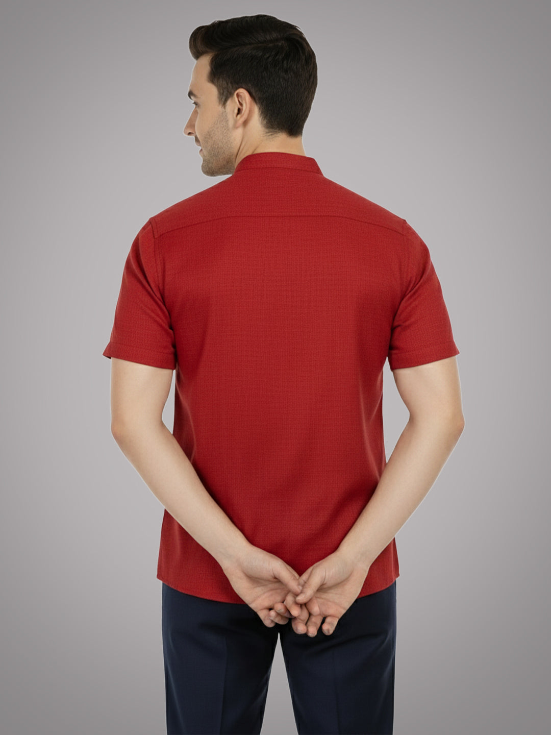BLUE ROBED Half Sleeve Kurta for men in Red view 27