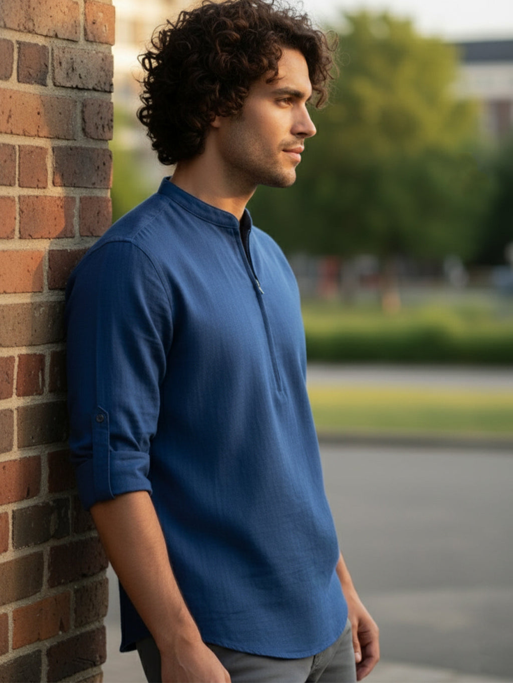 BLUE ROBED Full Sleeve Kurta for men Daily Wear in Royal Blue view 65