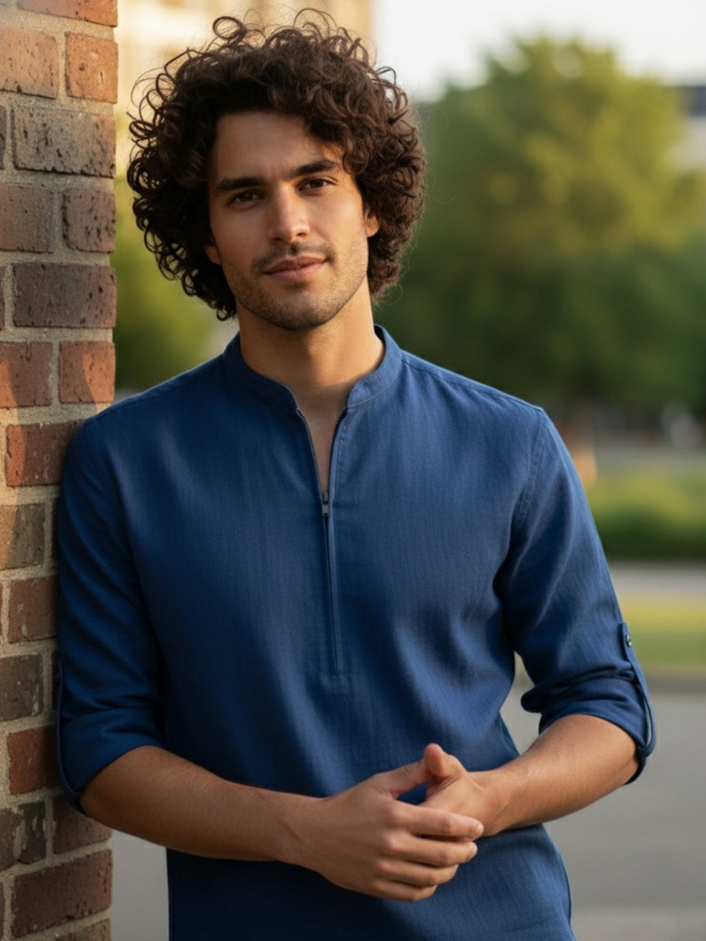 BLUE ROBED Full Sleeve Kurta for men Daily Wear in Royal Blue view 12