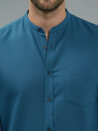 Full Sleeve Chinese Collar Cotton Slim Shirt for Men and Boys in Shirt For Men And Pink by BLUE ROBED, fabric detail