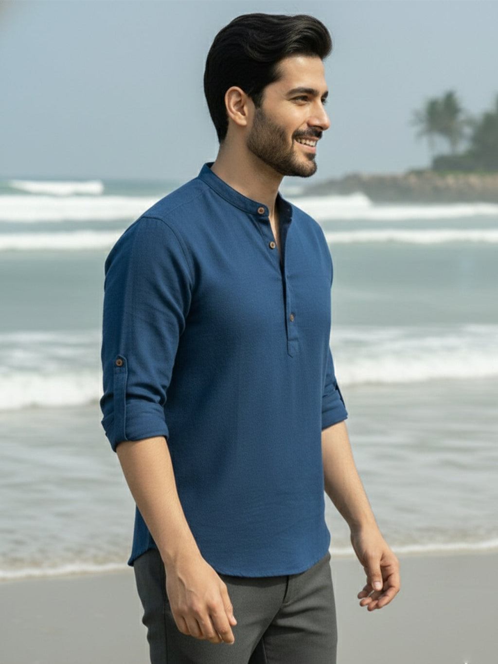 BLUE ROBED Full Sleeve Kurta for men Office Wear in Royal Blue view 35
