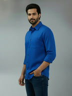 Full Sleeve Spread Collar Cotton Slim Shirt for Men and Boys in Shirt For Men And Green by BLUE ROBED, side view