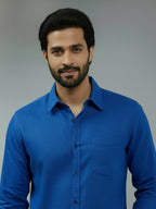 Full Sleeve Spread Collar Cotton Slim Shirt for Men and Boys in Shirt For Men And Green by BLUE ROBED, side view