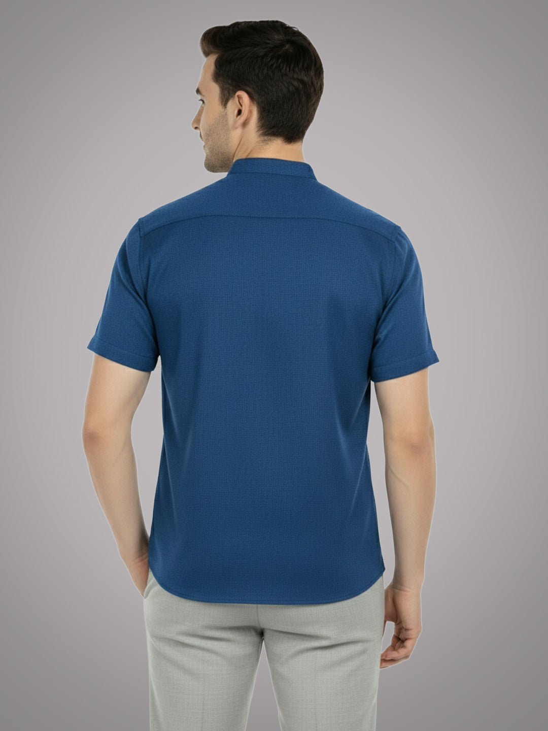BLUE ROBED Half Sleeve Kurta for men in Royal Blue view 53