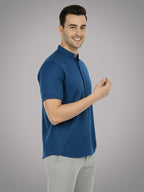 BLUE ROBED Half Sleeve Kurta for men in Royal Blue view 54